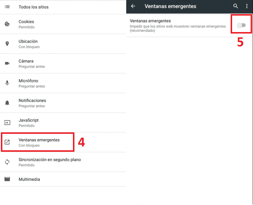 Permitir Ventanas Emergentes En Movil 2