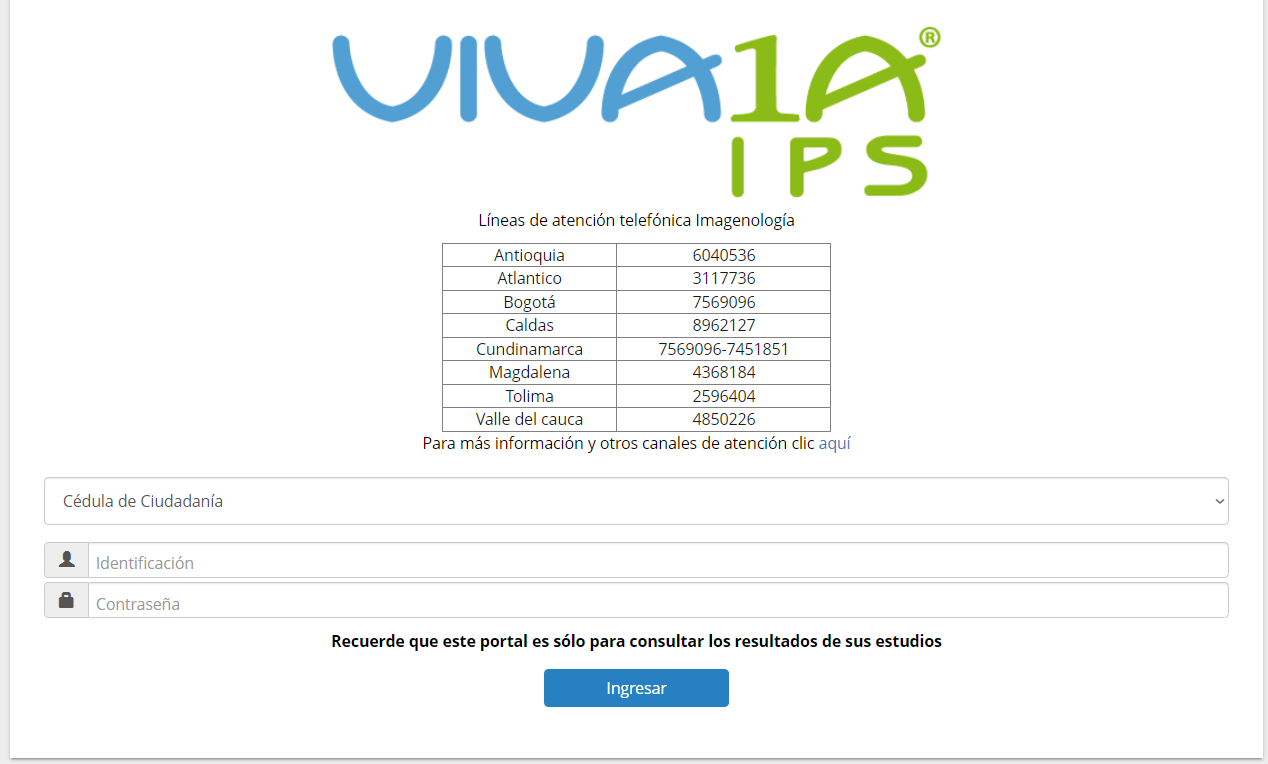 VIVA 1A IPS Citas Imagenología Y Descarga De Resultados